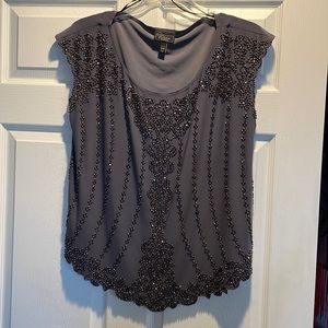 Holiday party top with glittery bead work